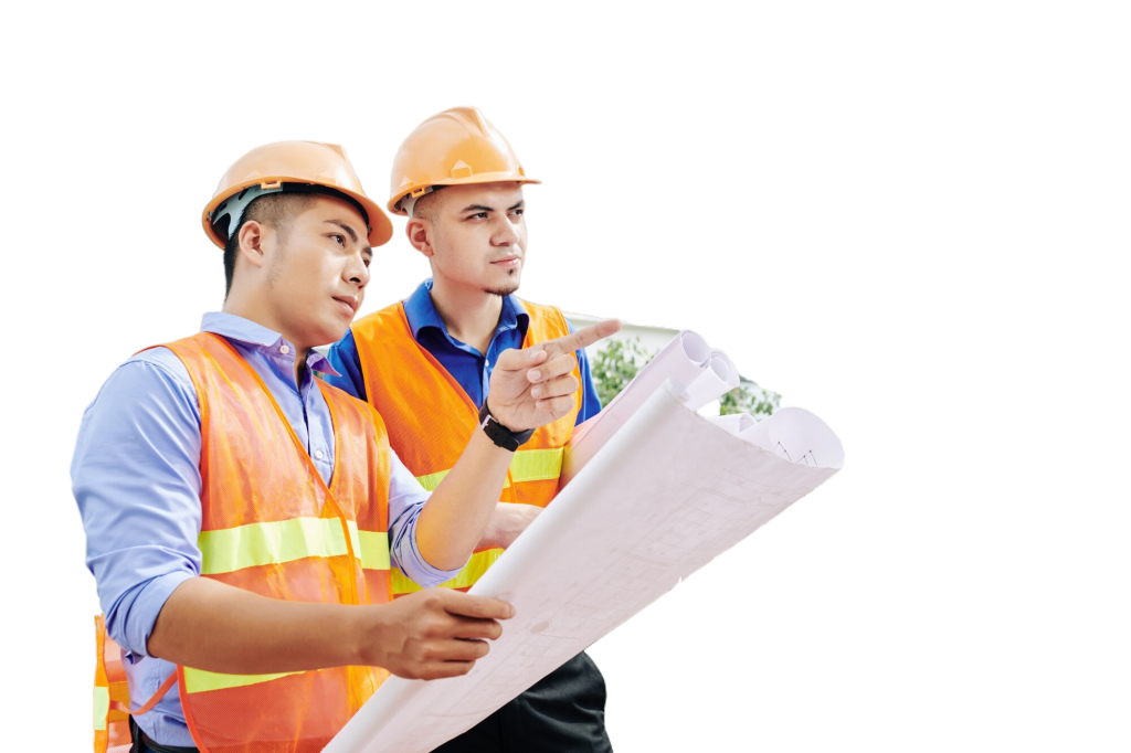 construction workers discussing project